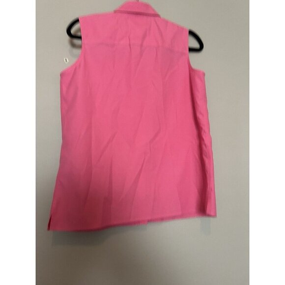 TALBOTS Women Cotton Collar Tank Top Button Front Pink Size 8 Sleeveless Blouse - Picture 5 of 6